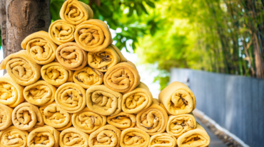Towel pool around swimming pool for leisure relax